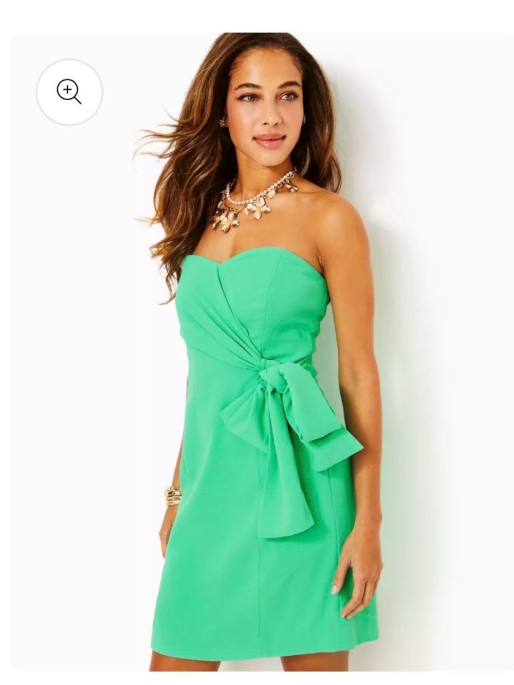 Lilly Pulitzer Strapless Emerald Green Bow-Waist Dress